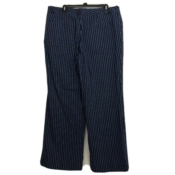 Lauren Jean Co. Ralph Lauren Pin Striped Wide-Leg Jeans 16 - Picture 2 of 12